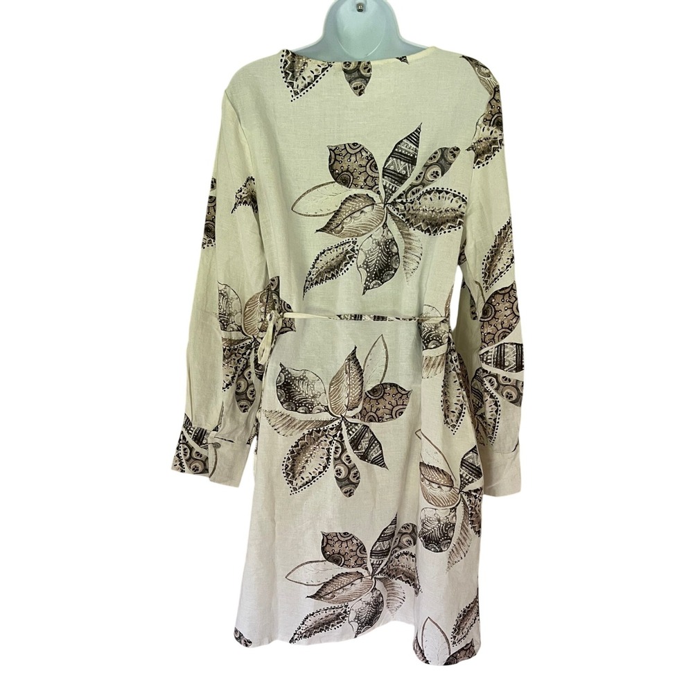 La Piccola Creativa Italy Linen‎ Cotton Floral Dress Long Sleeve Size L NWT - Picture 3 of 8